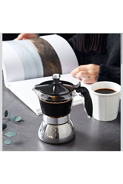 LUXURY 350ml Moka pot, Italian espresso maker, stainless steel base, rust-resistant. High safety valve.