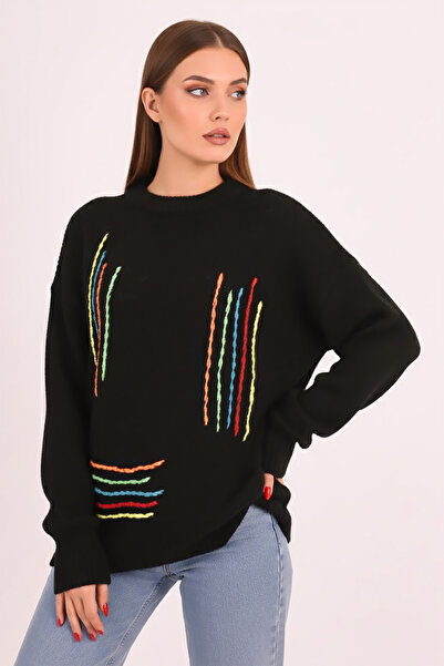 armonika Women's Black Colored Rope Detailed Knitwear Sweater Arm-26K136073