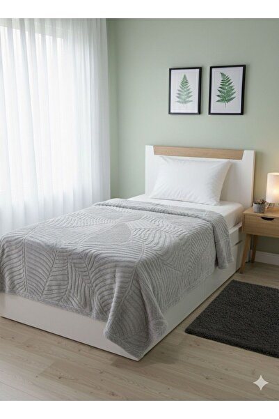 Merinos Elegant Embosed Smoke Single Person Blanket