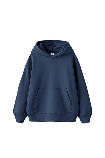 Sekizbiraltı Basic Oversized Unisex Indigo Hoodie