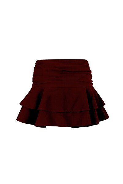 La Sarta Isla Burgundy Skirt with Mini Woven Shorts