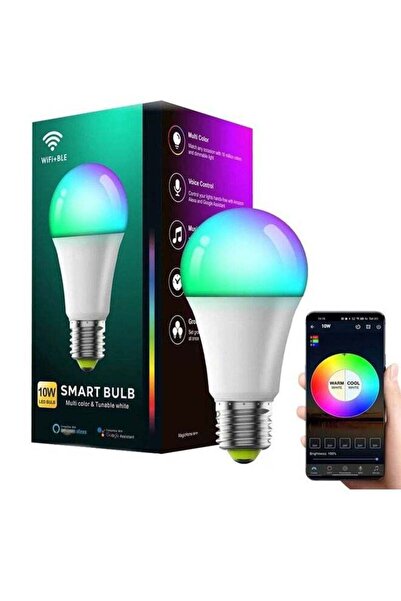 VOGMAX مصباح ذكي 10 وات، واي فاي، بلوتوث، E27، 16 مليون لون، قابل للتعتيم، يع...