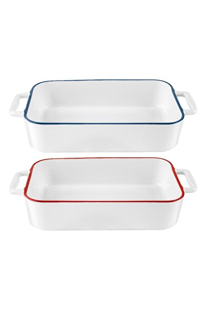 Florentyna Rectangular ceramic heat-resistant oven dish, 27 cm, 1.5 liter capacity, white with apple