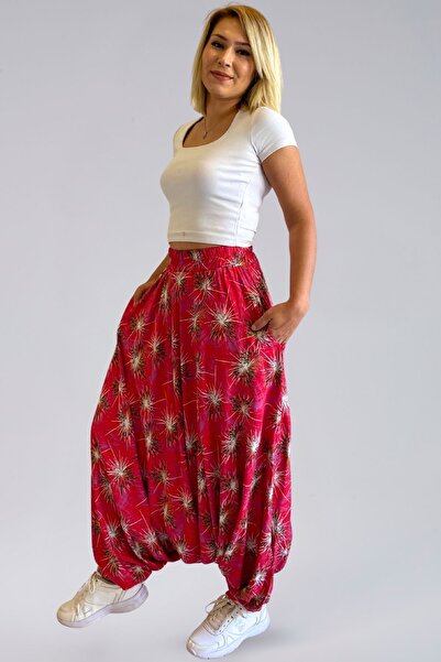 MAKSEN TEKSTİL Authentic Viscose Shalwar- Belmando Viscose Fabric Comfortable Fit Bohemian Authentic Style Women's Shalwar with Pockets