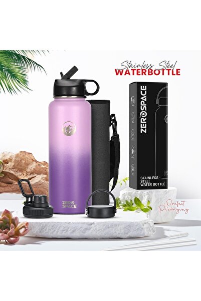 Generic ZeroSpace Stainless Steel Water Bottle, 1200ml Insulated (Orchid/Purple)