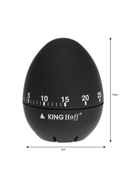 Kinghoff Egg type kitchen timer, 60x75 mm, 60 minutes, black