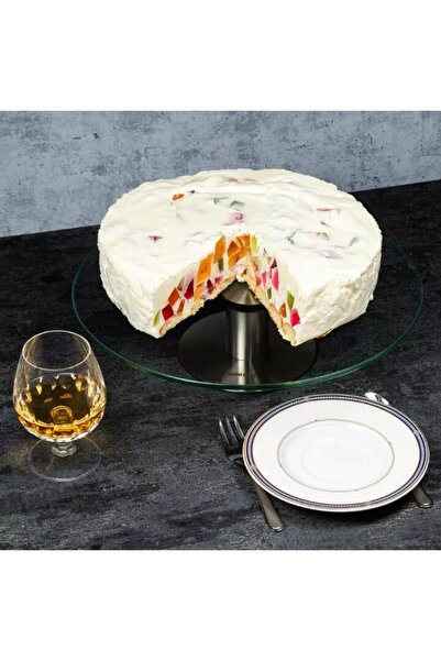 Kinghoff Cake plate, glass with metal leg, 30 cm,