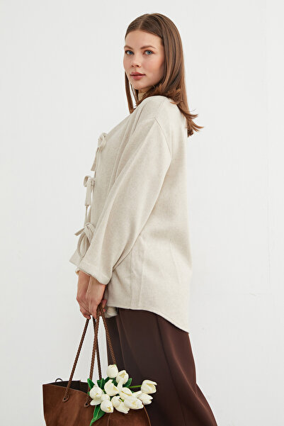 Fulla Moda Oversized Cashmere Cardigan with Tie Front