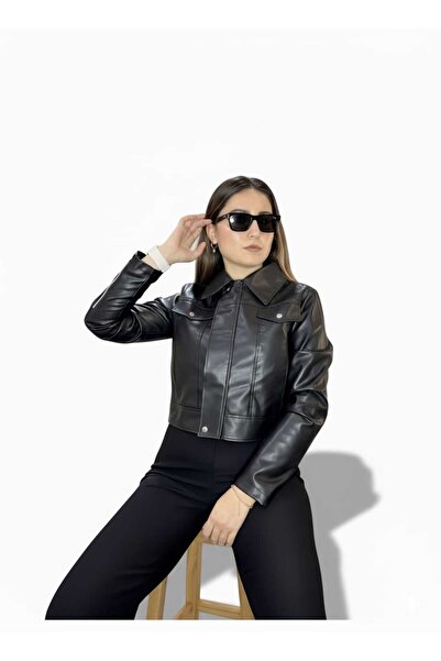 derrymore Jachetă din piele pentru femei cu buzunare și fermoar