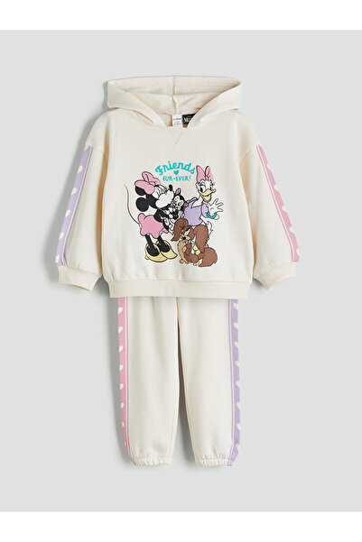 LC Waikiki LCW Kids Ecru Minnie Mouse, cu licență, pentru fete, tricou și pan...