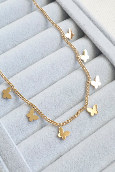 DEMOKAN Women's Steel Anklet Row Butterfly Non-Tarnish Anklet