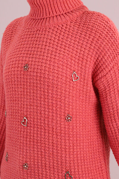 armonika Women's Coral Turtleneck Sweater with Accessories Arm-26K136075