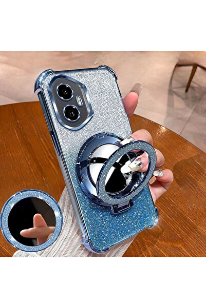 Generic Glitter Case for Honor 400 5G，Sparkly Stand，Makeup Mirror，Luxury Gradient Magnetic Honor 400 Cover