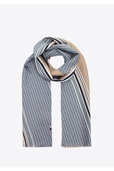 Wittchen Eșarfă de mătase maro-verde pentru bărbați