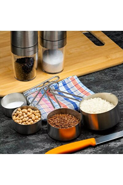 Kinghoff Set of 4 kitchen measuring utensils, stainless steel, 60, 80, 125, 250 ml,