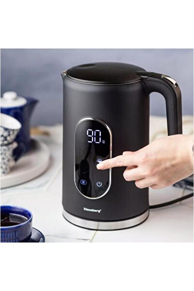Klausberg Electric kettle, made of stainless steel, LED panel, black/silver, capacity 1.7 liters, 1