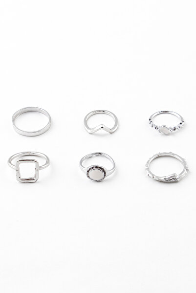 Sortie Aksesuar مجموعة خواتم مكونة من 6 قطع من المينا مع أوراق الشجر والأشكال...