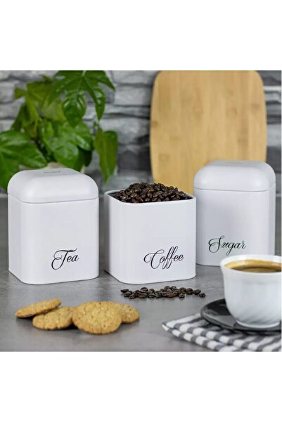 Klausberg Containers for coffee, tea, sugar, steel, white, 3 pieces,
