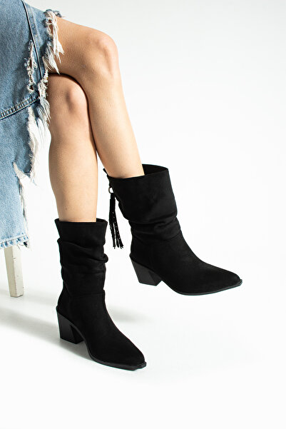 nevanın pabuçları Senkora Tassel Detailed Suede Cowboy Women's Boots