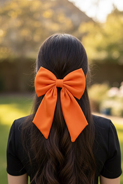 Modex Αυτόματη πόρπη με φιόγκο με πορτοκαλί χρώμα (13cm*17cm)