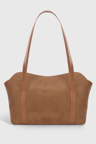 Housebags حقيبة كتف بولينج بغطاء من جلد الغزال بلون تان 270