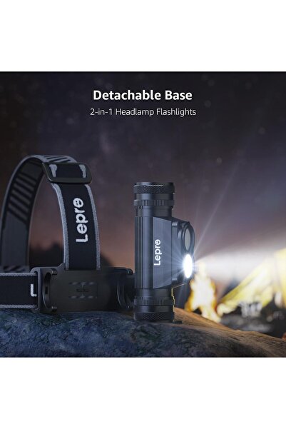 LEPRO Head Torch Rechargeable, 2-in-1 Detachable Lightweight Headlamp, 1000 Lumens, IP65