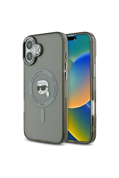 Karl Lagerfeld Carcasă pentru iPhone 16, IML MagSafe, Neagră