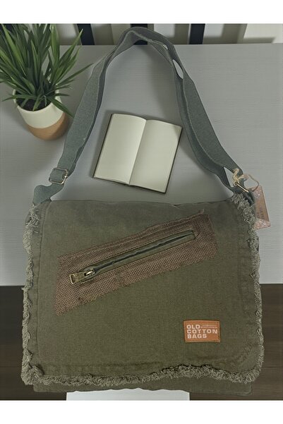 Old Cotton Vintage Casual Medium Size Unisex Daily Crossbody Postman Tablet Bag m 32 cm X 27 cm