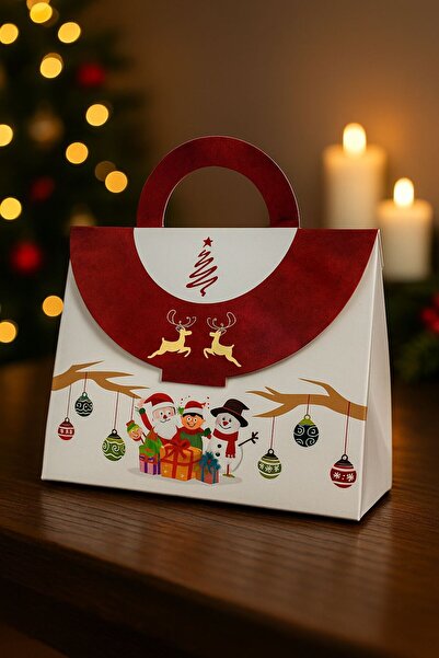 Matbaagraf 5 Adet Yılbaşı Temalı Özel Baskılı Yılbaşı Çantası / Kutusu Y1