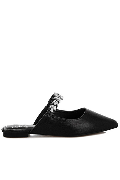 london Rag Women Diamante Strap Glitter Mules in Black