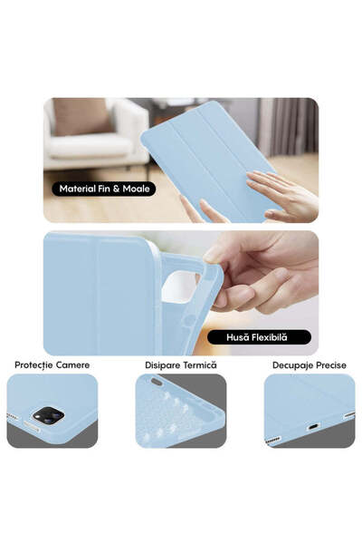 Casey Studios Husa Inteligenta Apple iPad Pro 11 2024, Unghiuri Ajustabile, Functie Auto Sleep, Albastru