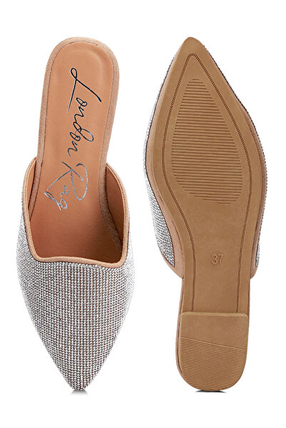 london Rag Women Rhinestones Embellished Mules in Black and Silver