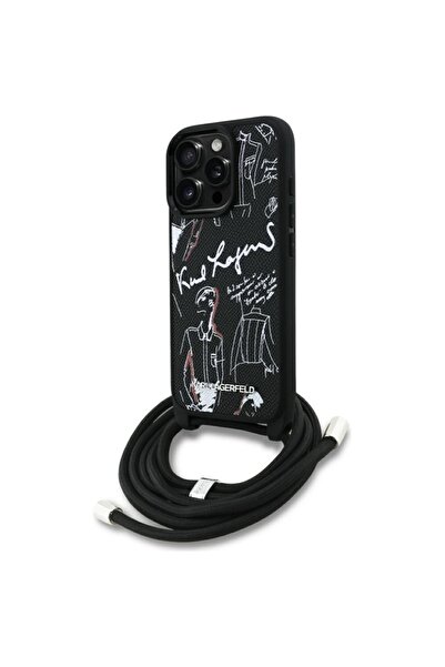 Karl Lagerfeld Case for IPhone 16 Pro, Saffiano Crossbody, Black