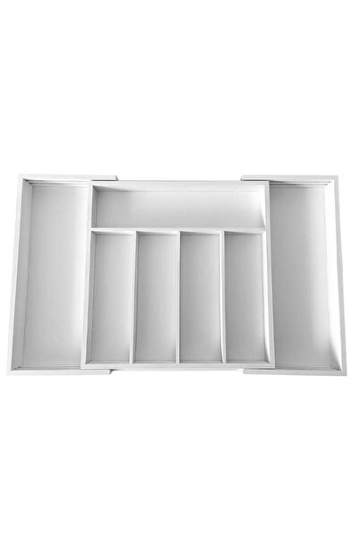 Kinghoff Bamboo cutlery box, with 7 compartments, for drawer, 52x31.5x5 cm, white,