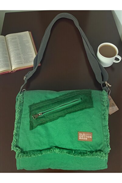 Old Cotton Vintage Casual Medium Size Unisex Daily Crossbody Postman Tablet Bag m 32 cm X 27 cm