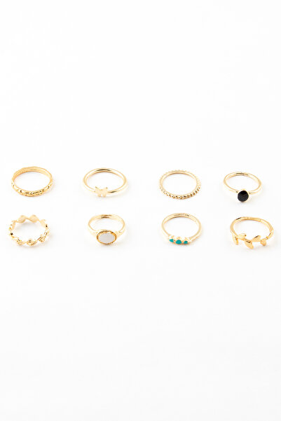 Sortie Aksesuar مجموعة خواتم مينا مكونة من 8 قطع مع أشكال من أوراق الفراشة وا...