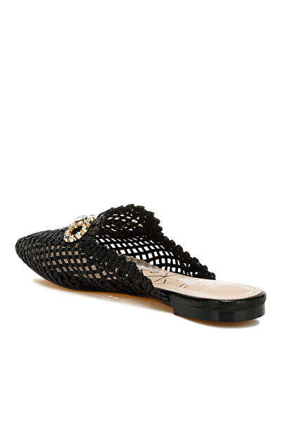 london Rag Women Metallic Woven Diamante Mules in Black
