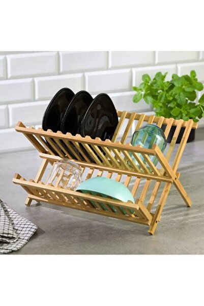 Kinghoff Foldable dish rack, wood, 40x33x24 cm