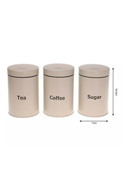 Klausberg Set of 3 containers for coffee, tea, sugar, stainless steel, beige,