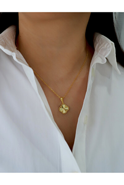 Silveranka 925 Ayar Gümüş Lazer Kalemli Yonca Kolye