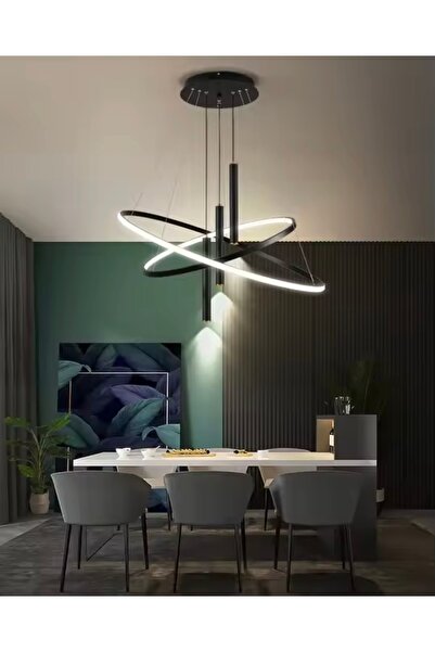 KARAZ Astra chandelier, two rings, black color