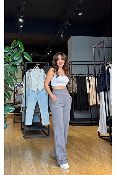 Bi Gri Dukkan Bol Kesim Likralı Pantolon