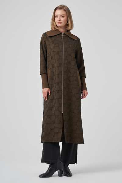Nuss Belt Detail Long Cap Jacket Overcoat 6004 Brown