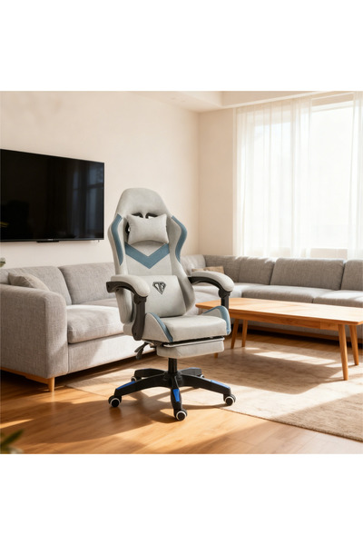 AZZHAAR Gaming Chair with Footrest for Adults, Ergonomic Gaming Chairs with Foot Rest, Fabric Game Chairs