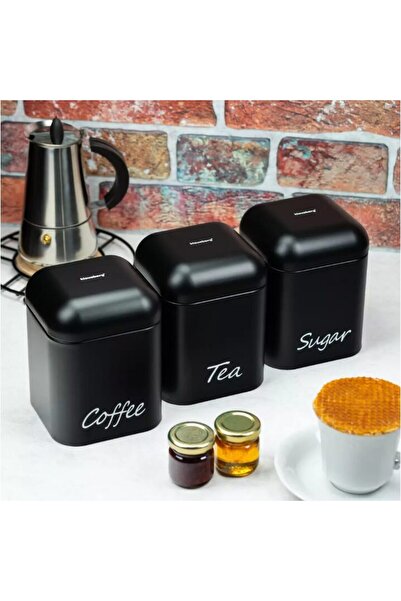 Klausberg Set of 3 containers, black for coffee, tea, sugar,