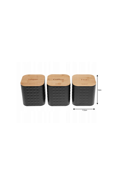 Klausberg Set of 3 kitchen containers, stainless steel-bamboo, black with iridescence,