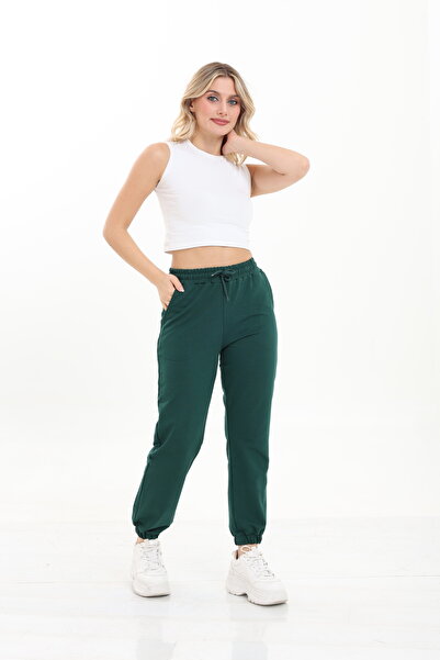 HEDEF DAİSY Women's Clothing Elastic Waist Two Thread Front Lace up Elasticated Leg Hem Sweatpants