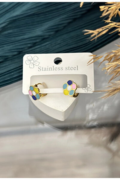 takinintonlari Renkli Papatya Çelik Çocuk Küpesi