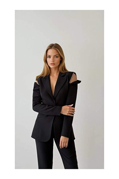 Coral Fermuar Detaylı Ceket Pantolon Takım 11274 Siyah