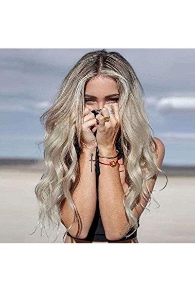 Generic K'ryssma Long Wavy Ombre Synthetic Wig Ash Blonde/Black 18inch